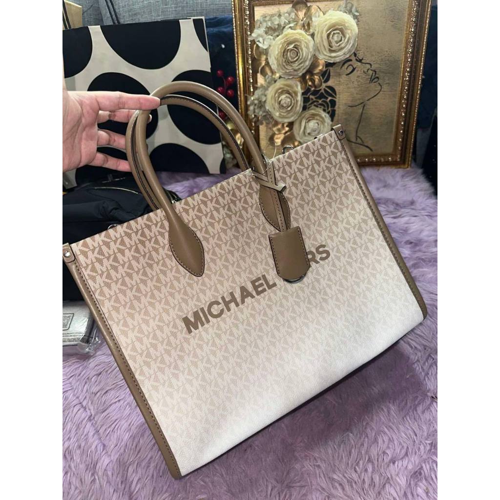 ORIG & IMPORTED MK Mirella Medium Ombré Logo Tote Bag Brown