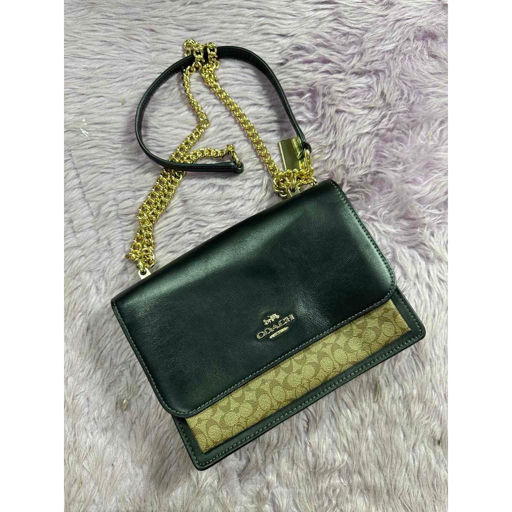 ORIG Preloved CCH Klare Crossbody Bag In Micro Signature Canvas Shoulder Chain Black Bag