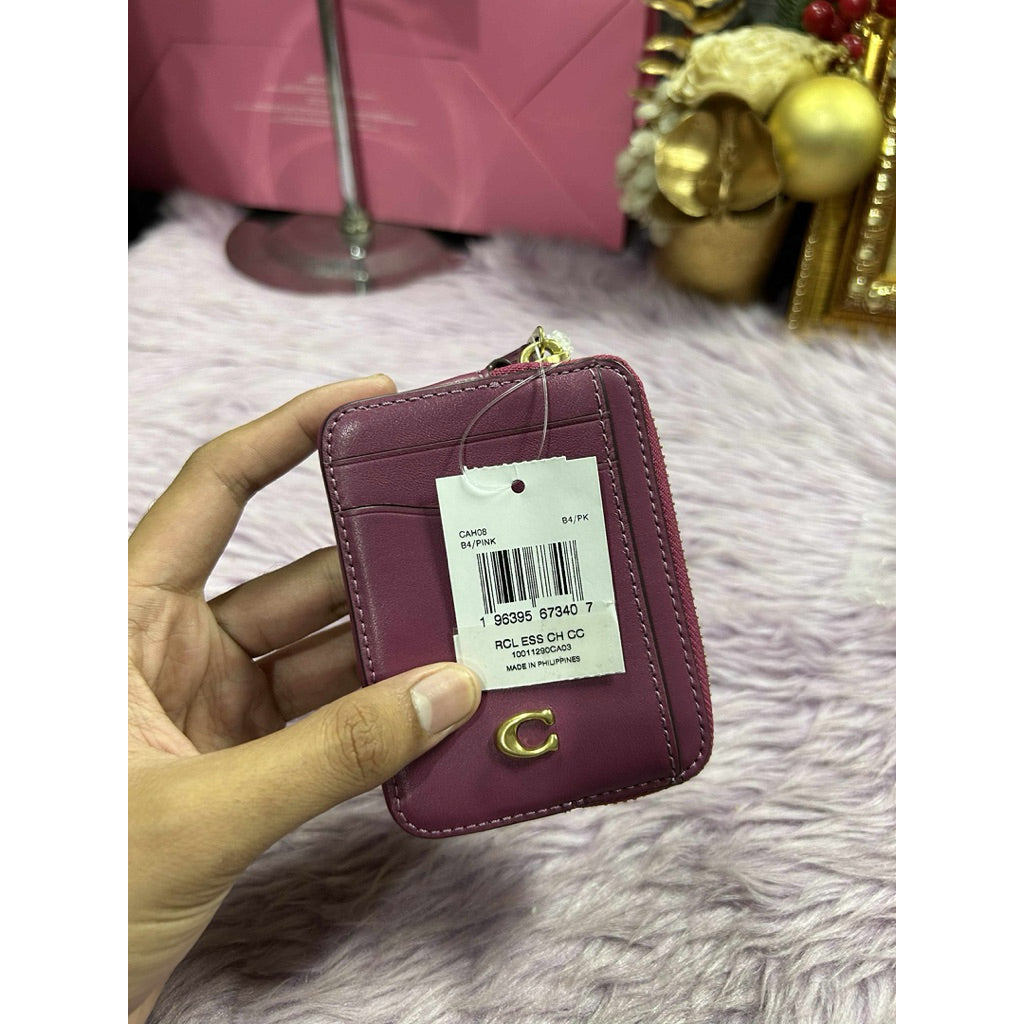 ORIG & IMPORTED CCH Retail Essential Chain Zip Card Case Pink Purple Black White Wallet