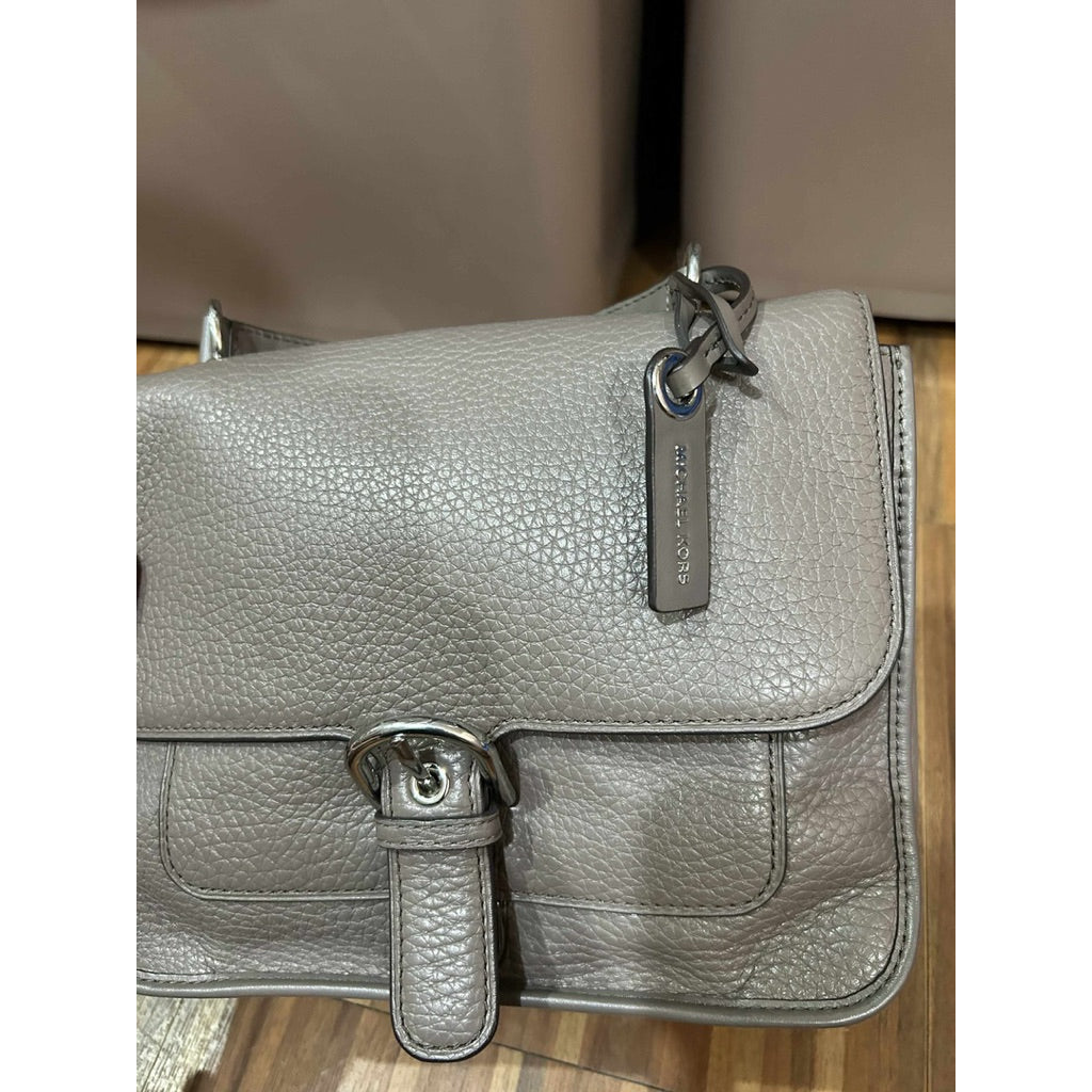 ORIG Preloved MK Cooper Large Leather School Flap Satchel Bag Brown
