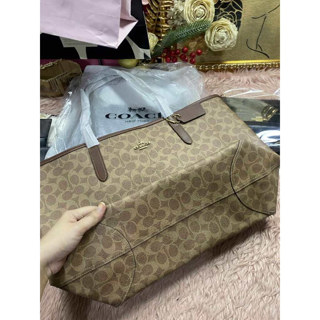 ORIG & IMPORTED CCH City Tote Large Bag In Signature Canvas Khaki Brown