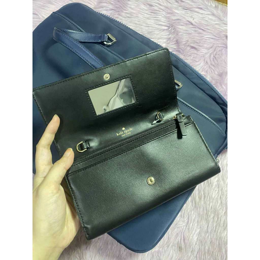 ORIG Preloved KS Briar Lane Quilted Black Leather Chain Black Long Wallet