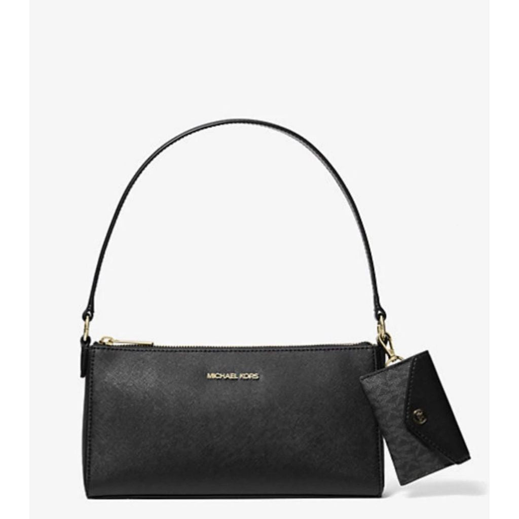 ORIG & IMPORTED MK Vincent Medium Saffiano Leather Pochette Shoulder Black Bag With Wallet