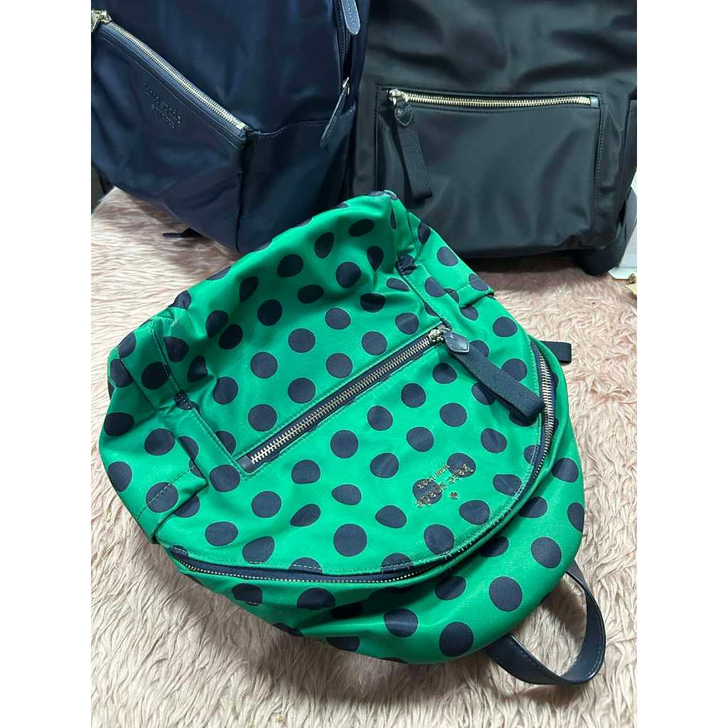 ORIG Preloved KS Chelsea Delightful Dot Medium Backpack Green Nylon Bag
