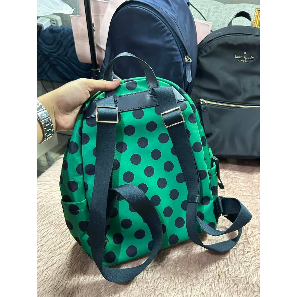 ORIG Preloved KS Chelsea Delightful Dot Medium Backpack Green Nylon Bag