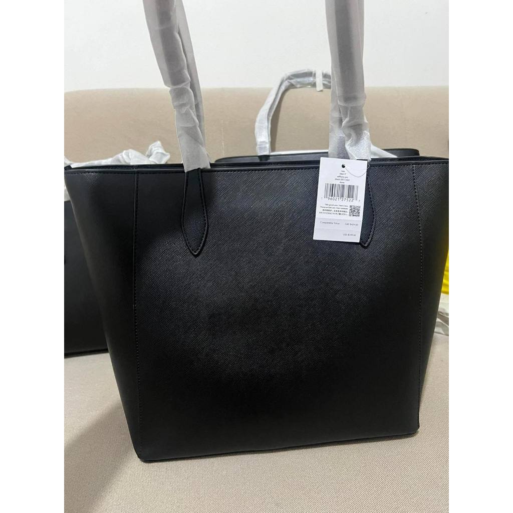 ORIG & IMPORTED KS Dana Saffiano Leather Large Black Tote Bag