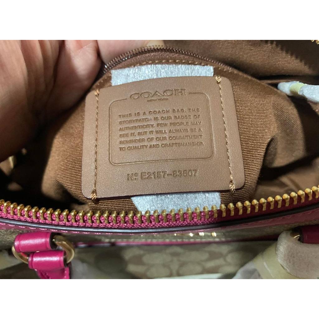 ORIG & IMPORTED CCH Rowan Top Zip Satchel Bag in Signature Canvas (Khaki / Pink)