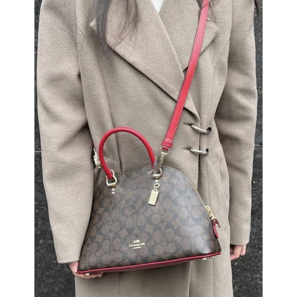 ORIG & IMPORTED CCH Katy Satchel in Signature Canvas Brown/Red Bag