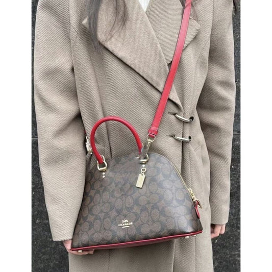 ORIG & IMPORTED CCH Katy Satchel in Signature Canvas Brown/Red Bag
