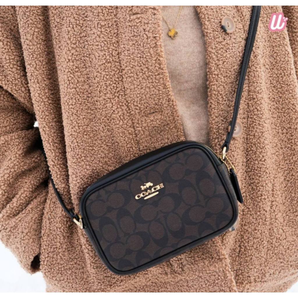 ORIG Preloved CCH Mini Jamie Camera Brown Bag In Signature Canvas