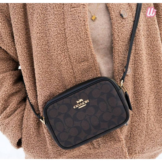 ORIG Preloved CCH Mini Jamie Camera Brown Bag In Signature Canvas