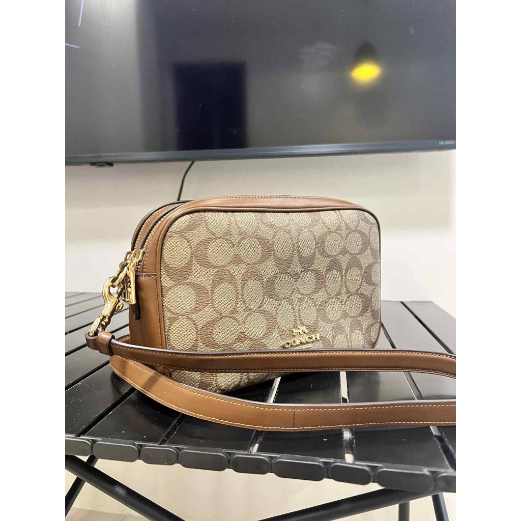 ORIG Preloved CCH RARE Jes Crossbody Camera Double Zip Khaki Brown Bag
