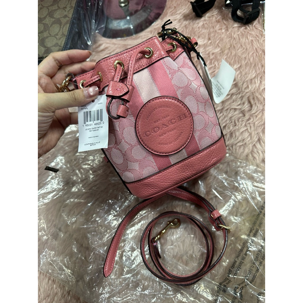 ORIG & IMPORTED CCH Mini Dempsey Bucket Bag Pink Signature Jacquard