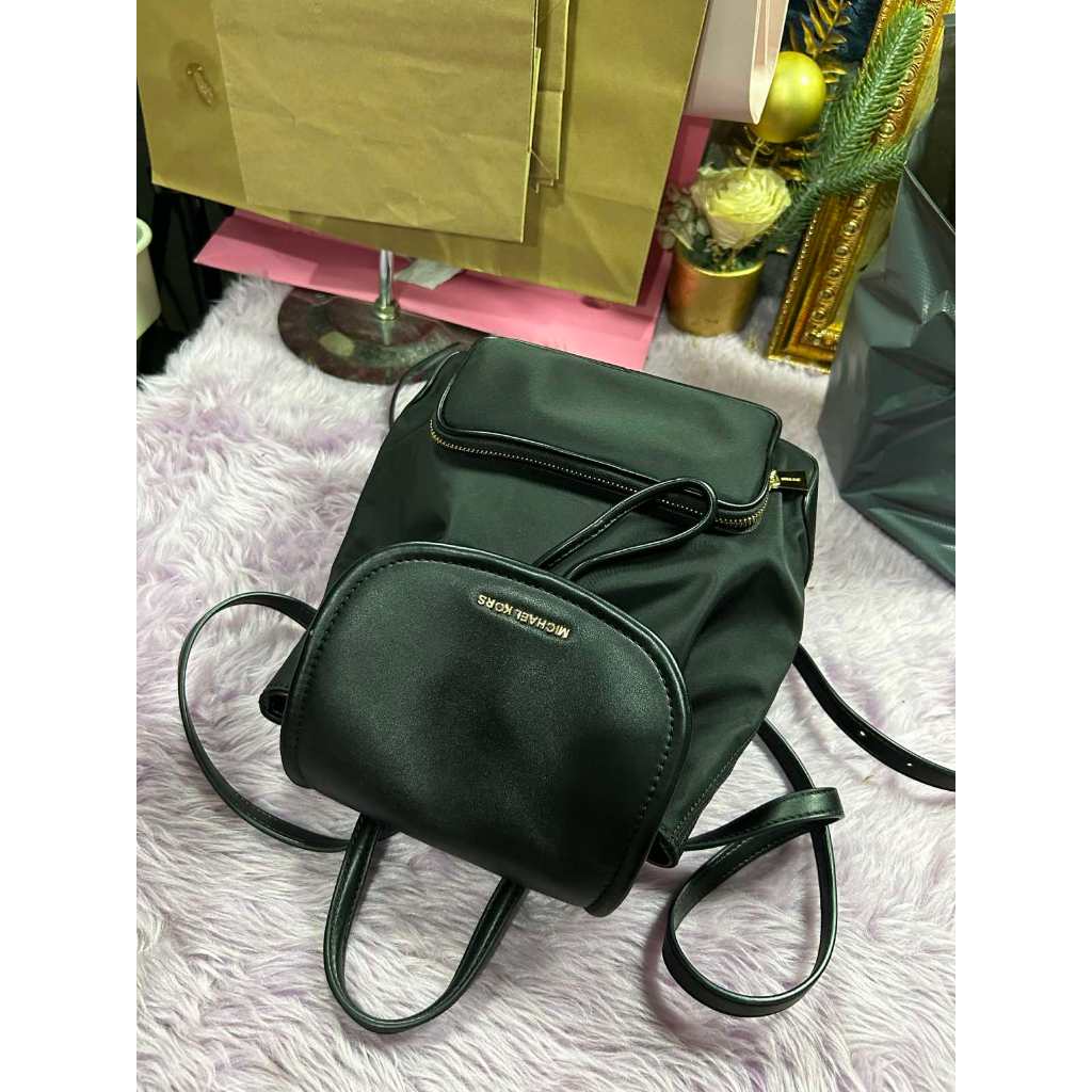 ORIG Preloved MK Cara Small Nylon Backpack Black Bag