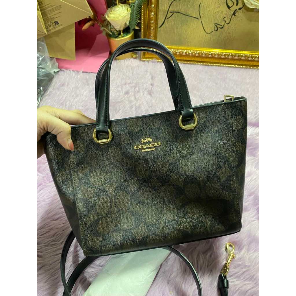 ORIG Preloved CCH Alice Satchel In Signature Canvas Brown Medium Bag