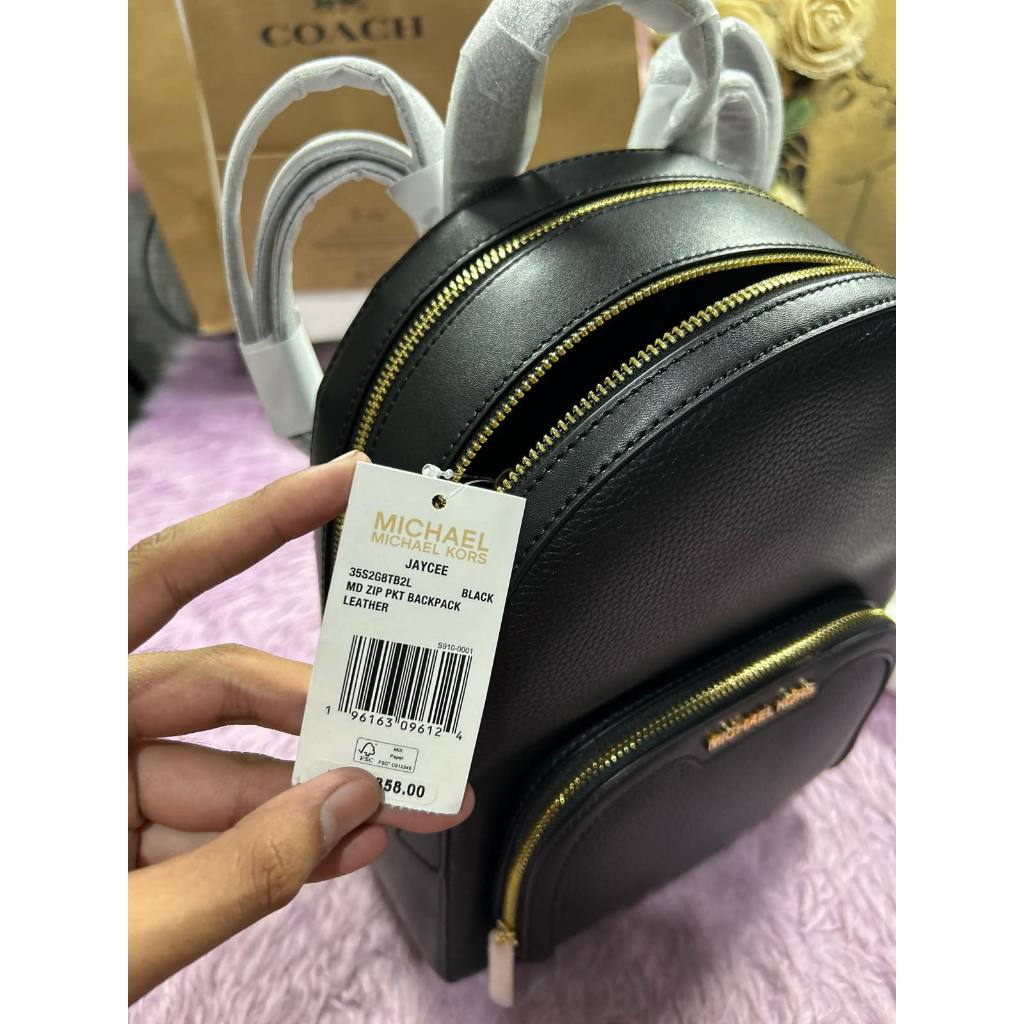 ORIG & IMPORTED MK Jaycee Medium Pebbled Leather Backpack Bag in Black