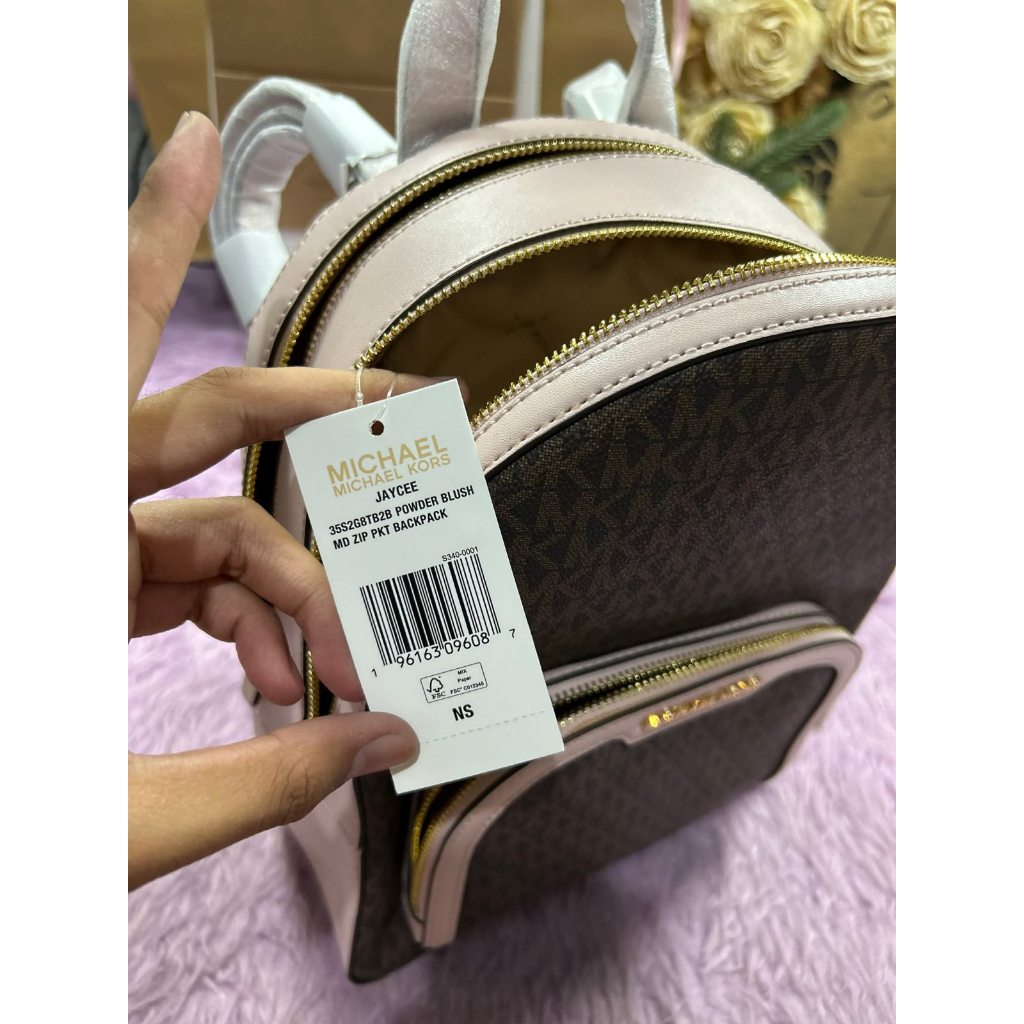 ORIG & IMPORTED MK Jaycee Medium Logo Backpack Bag in Brown/Pink