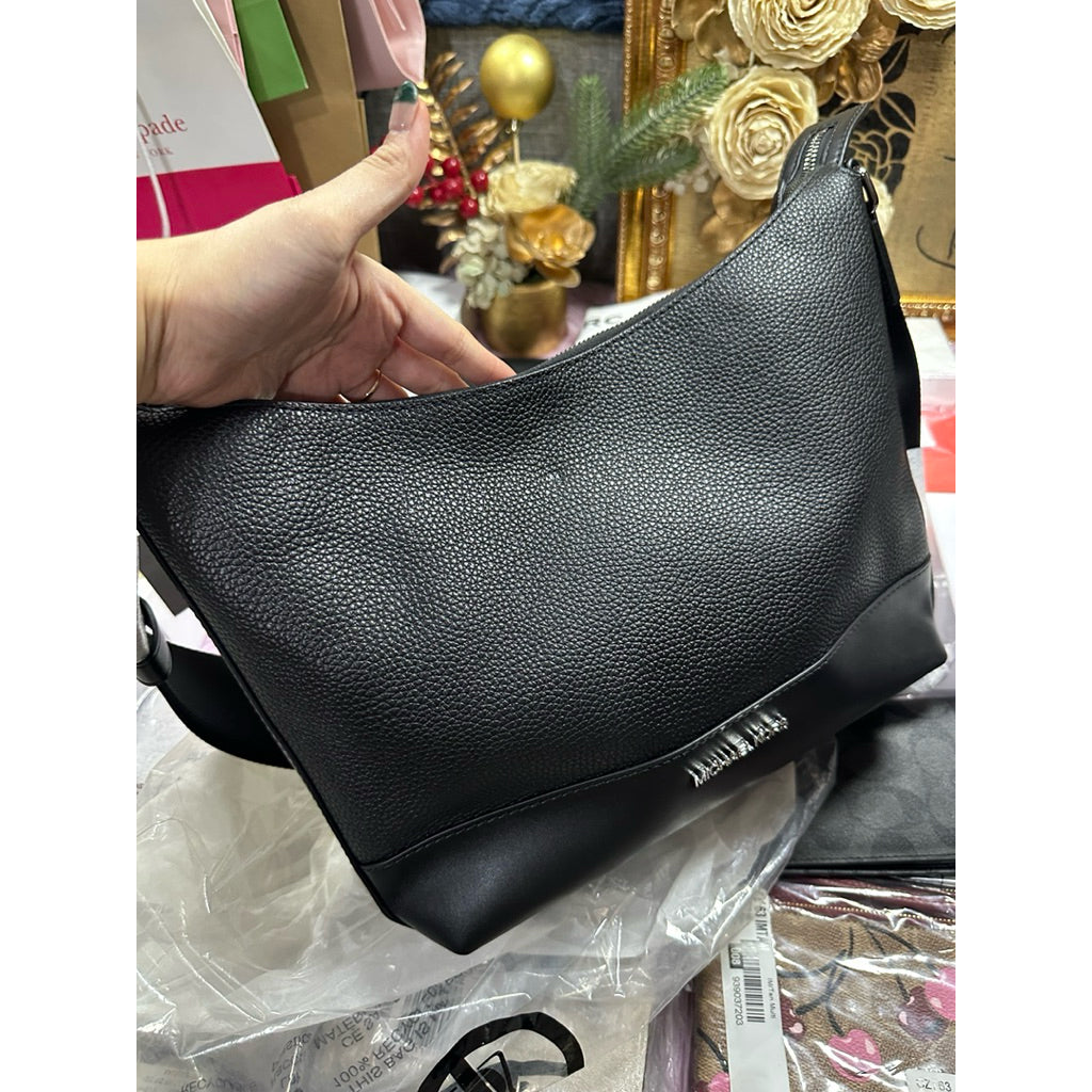 ORIG & IMPORTED MK Cooper Pebbled Leather Crescent Black Men Bag