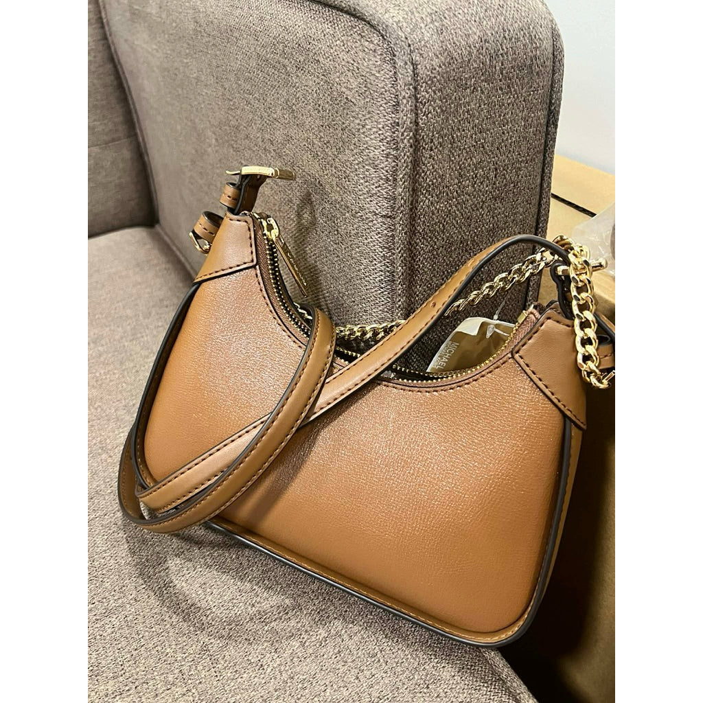 ORIG & IMPORTED MK Wilma Small Signature Logo Crossbody Bag in White Brown