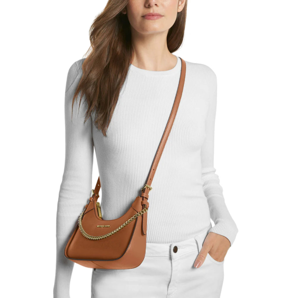 ORIG & IMPORTED MK Wilma Small Signature Logo Crossbody Bag in White Brown