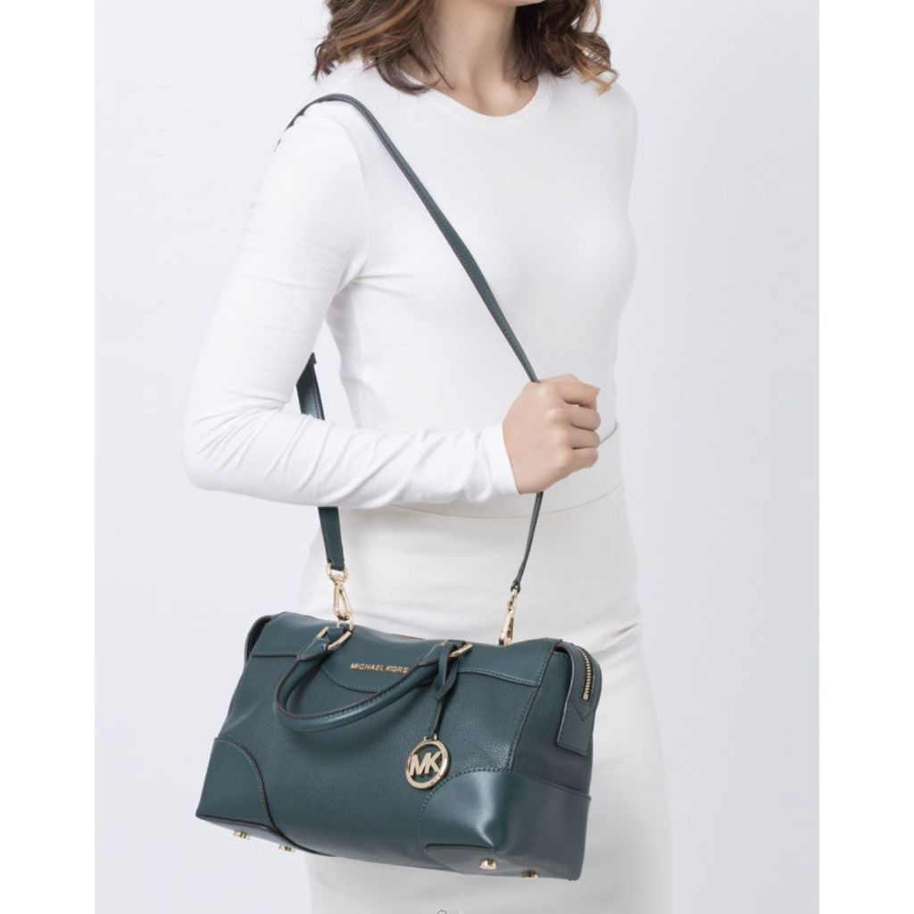 ORIG & IMPORTED MK Maya Medium Pebbled Leather Satchel Duffle Green Bag