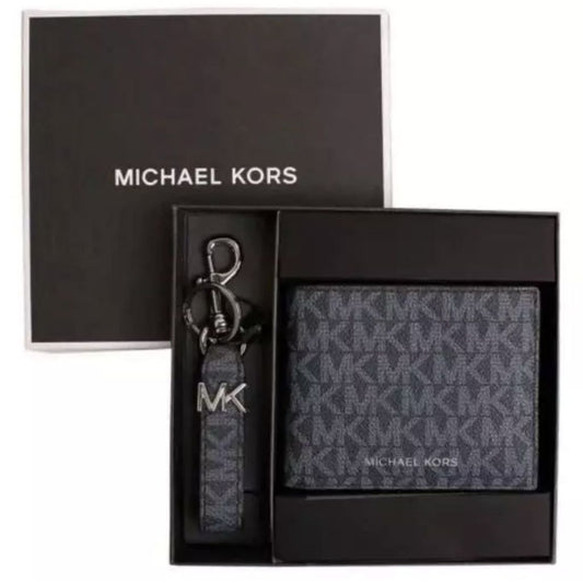 ORIG & IMPORTED MK Logo Wallet and Key Chain With Box Men's Wallet Black