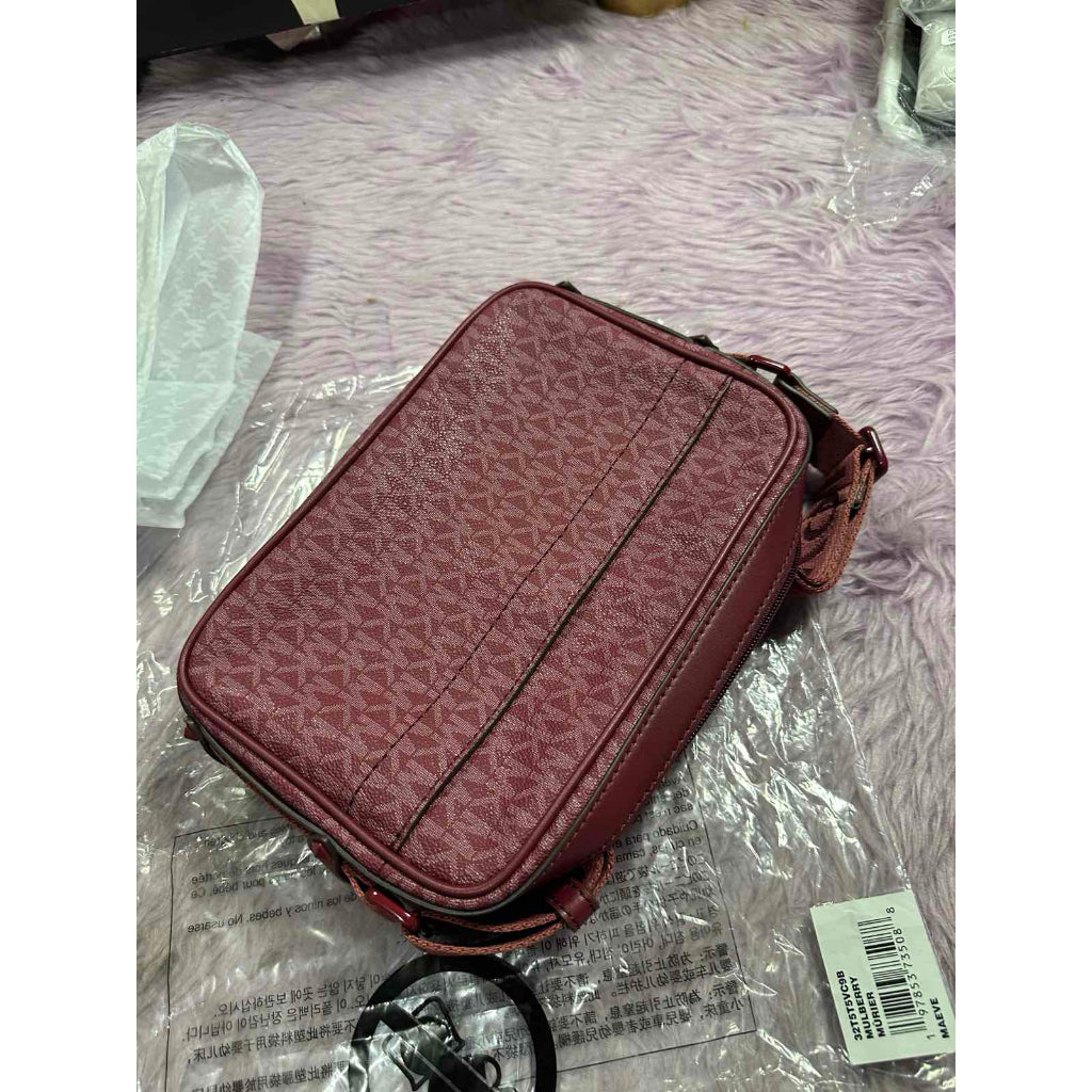 ORIG & IMPORTED MK Maeve Large Signature Logo Crossbody Camera Bag Pink / Red