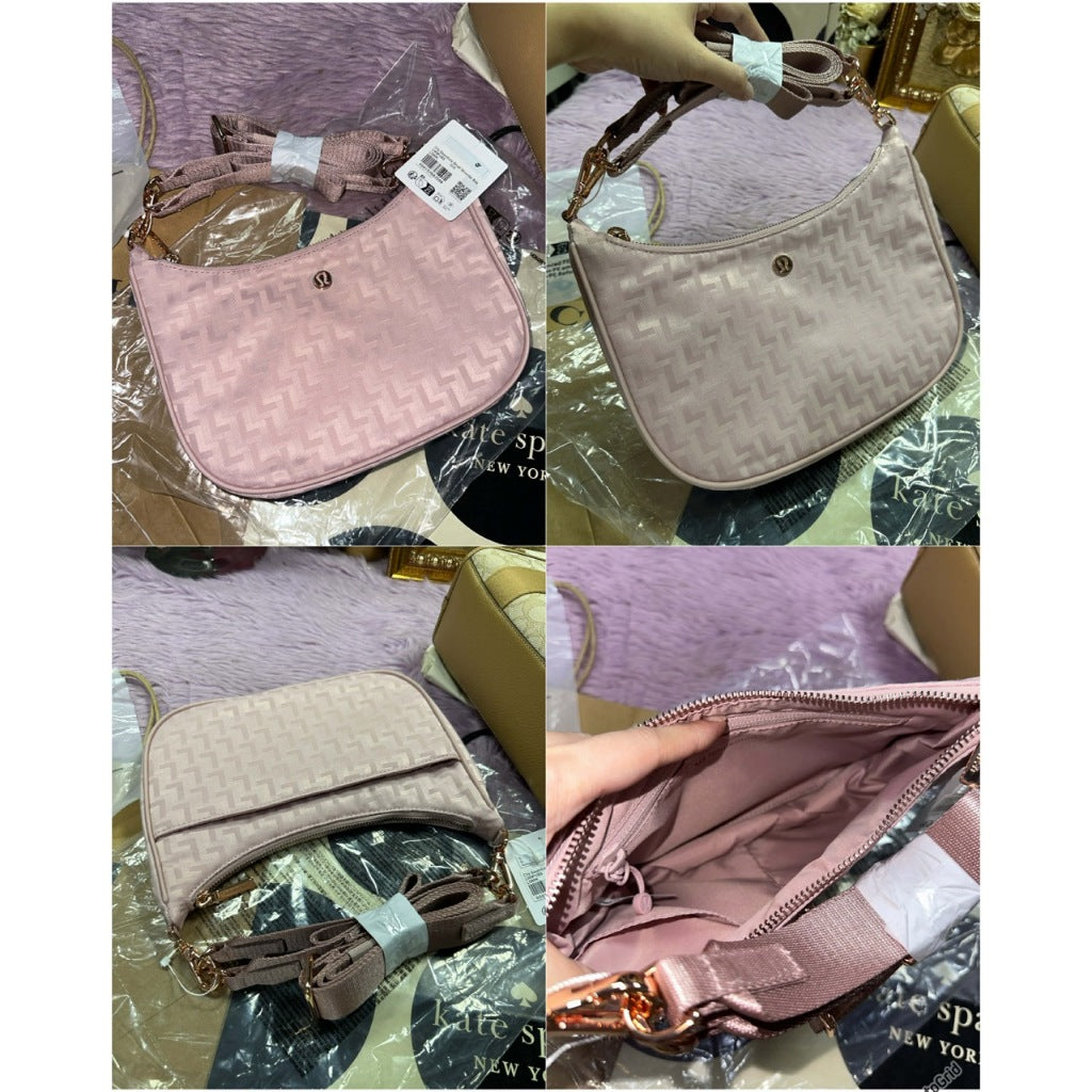 ORIG & IMPORTED Lululemon City Essentials Small Shoulder Nylon Bag 3L Monogram Black Pink Beige
