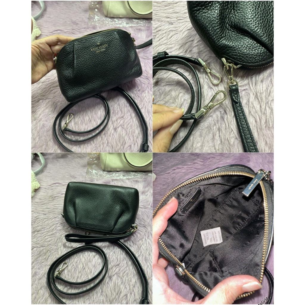 ORIG & IMPORTED KS Dumpling Convertible Small Crossbody Wristlet Bag Black Brown