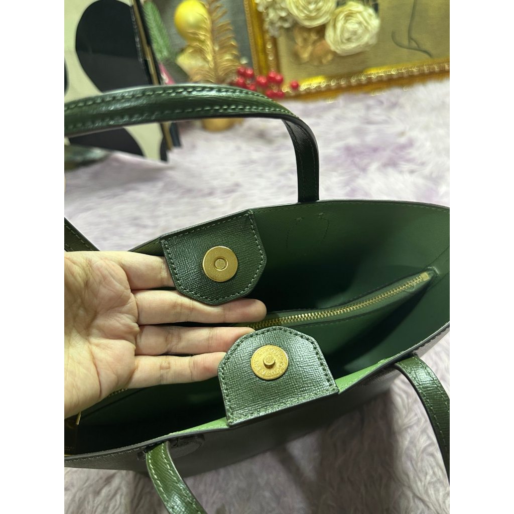 ORIG Preloved KS Retail Bleecker Medium Tote Green Top Handle Bag