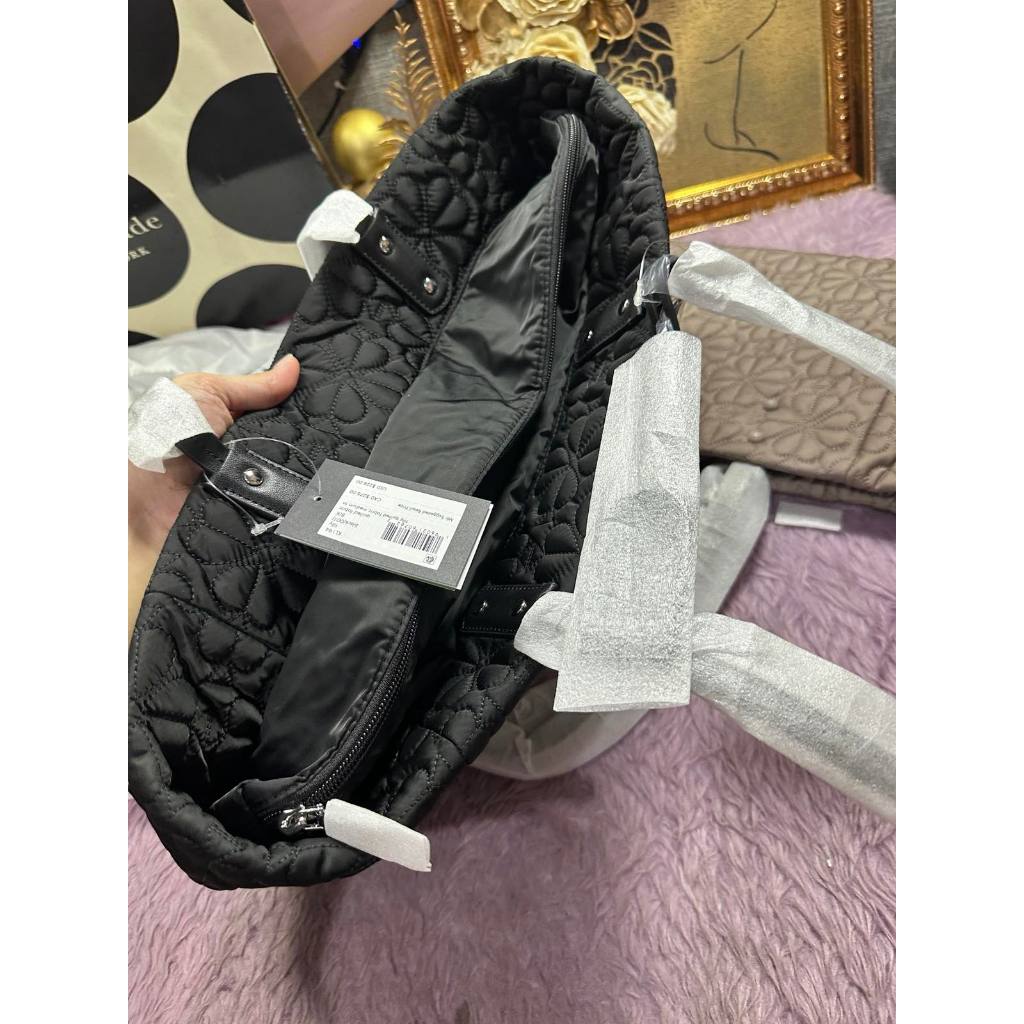 ORIG & IMPORTED KS Retail Tilly Quilted Medium Nylon Tote Black Brown Bag