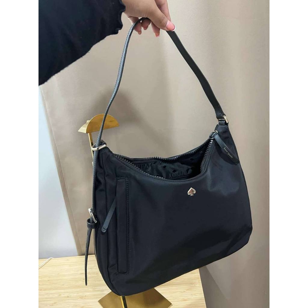 AUTHENTIC/ORIGINAL Preloved KS Jae Medium Nylon Hobo Shoulder Bag Black