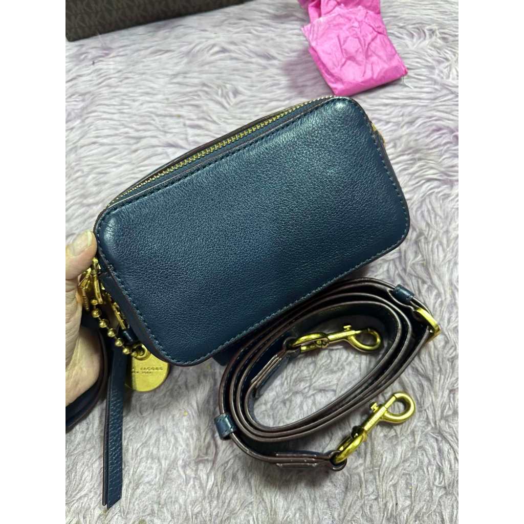 ORIG Preloved MJ RARE Snapshot Calfskin Recruit Camera Navy Blue Bag