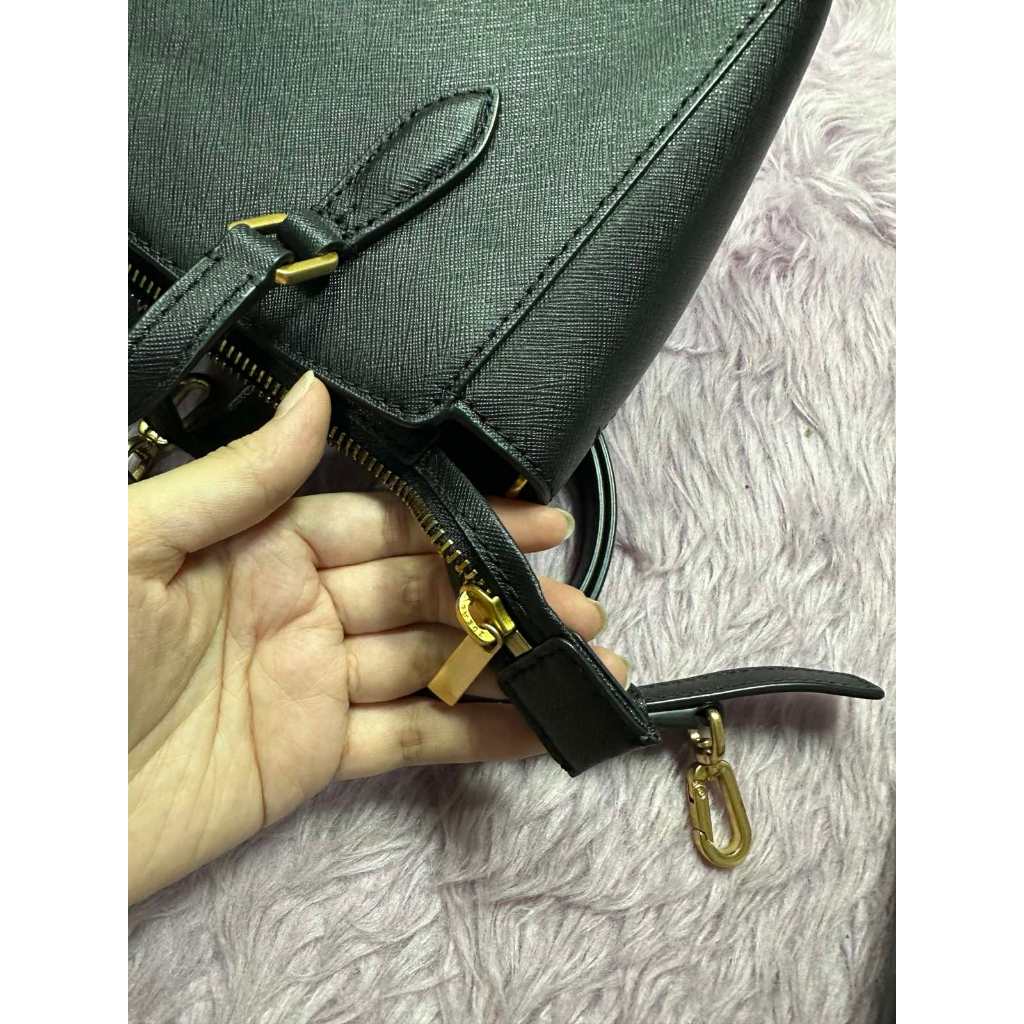 ORIG Preloved TB Emerson Mini Top Zip Tote Black Bag