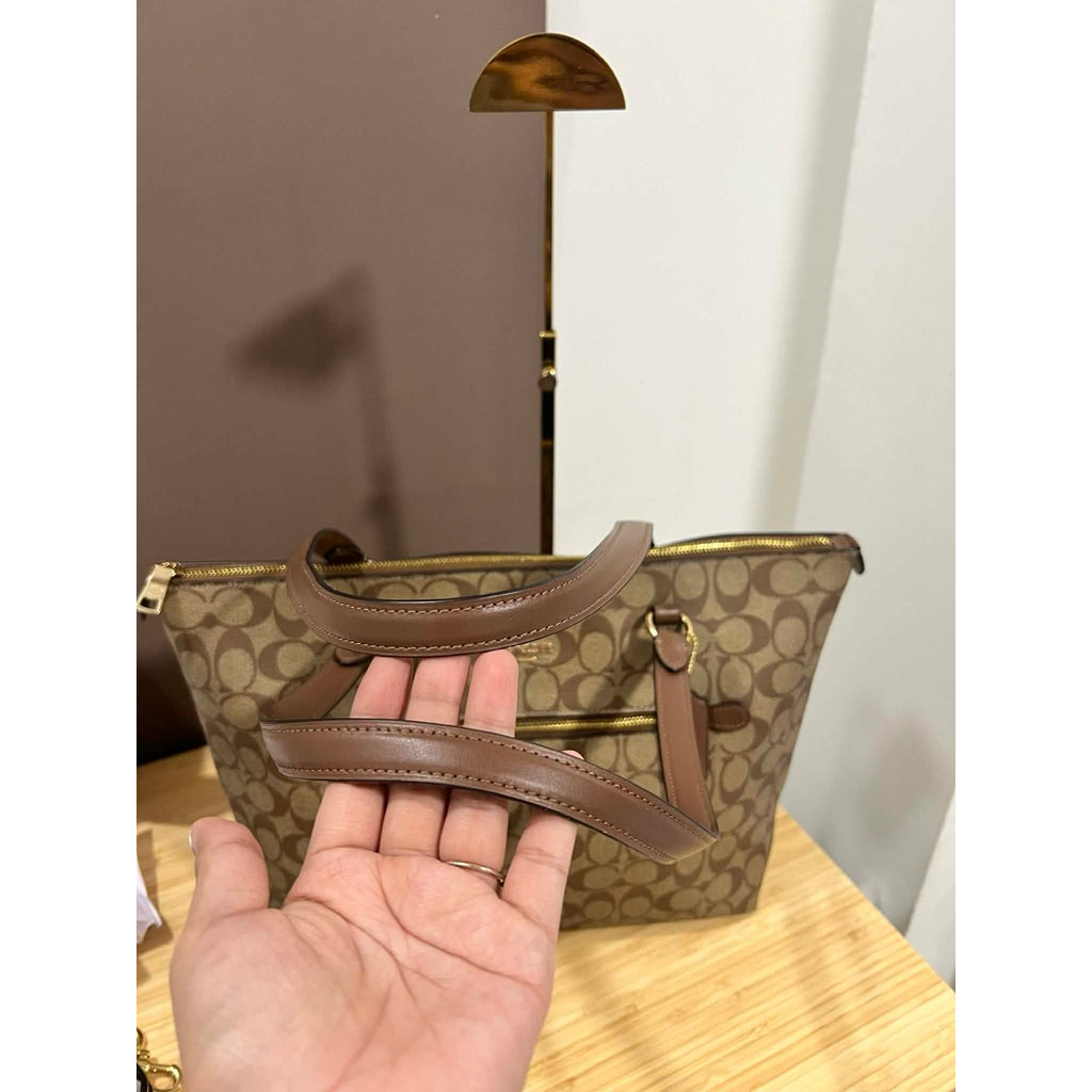 ORIG Preloved CCH Gallery Tote Signature Canvas Big Khaki Bag