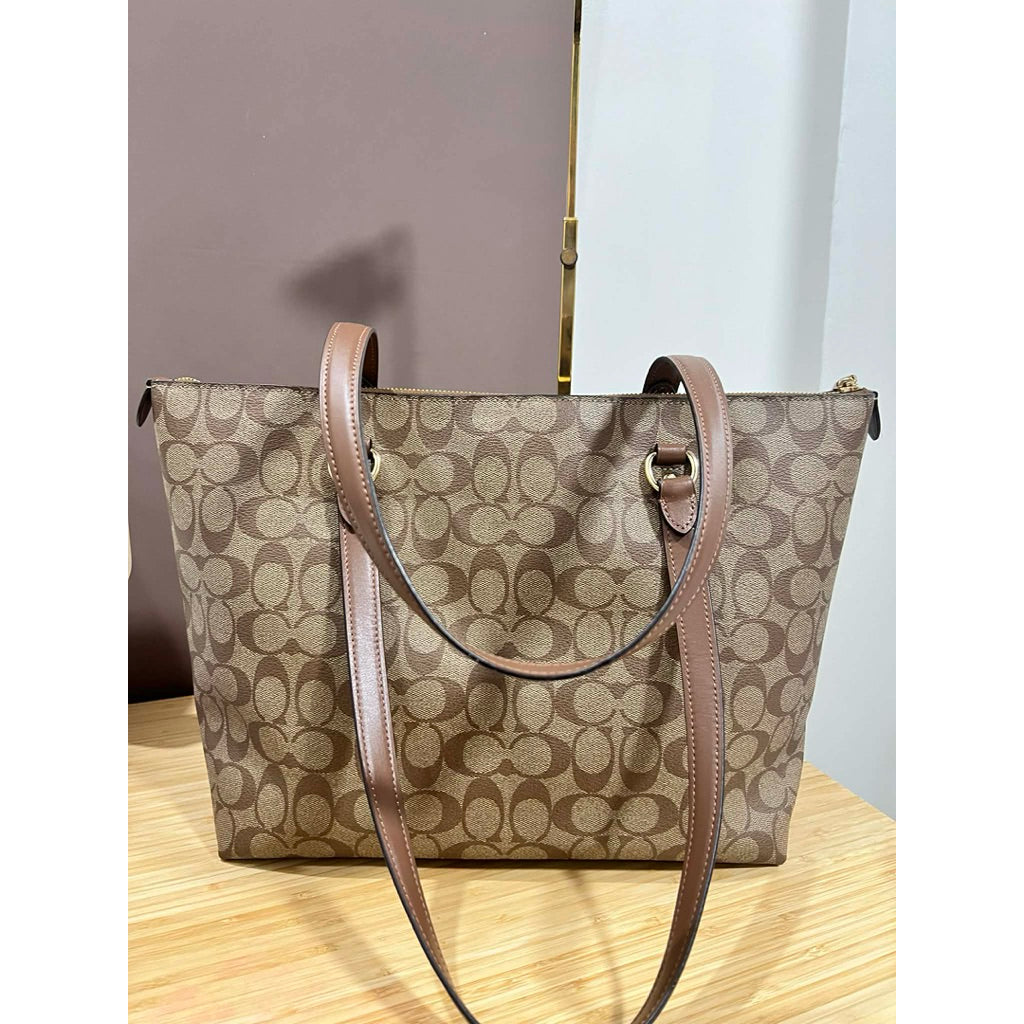 ORIG Preloved CCH Gallery Tote Signature Canvas Big Khaki Bag