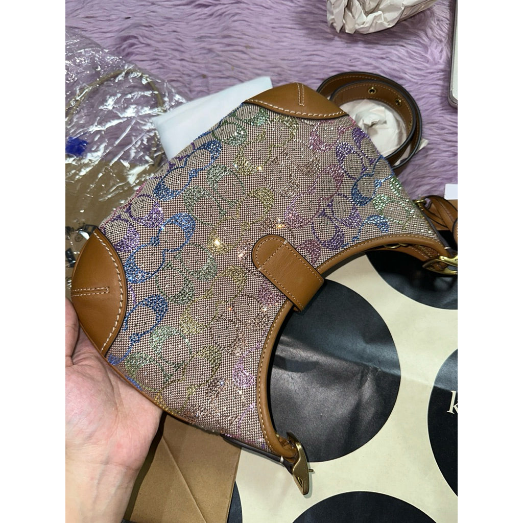 ORIG & IMPORTED Retail CCH Hamptons Crystal Signature Rainbow Jacquard Shoulder Bag