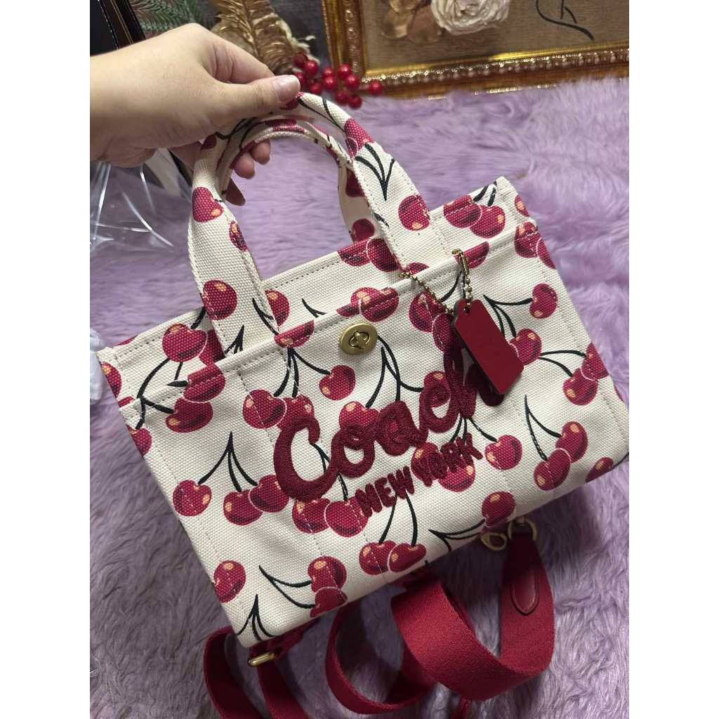 ORIG Preloved CCH RARE Cargo White Tote Bag 26 With Cherry Print