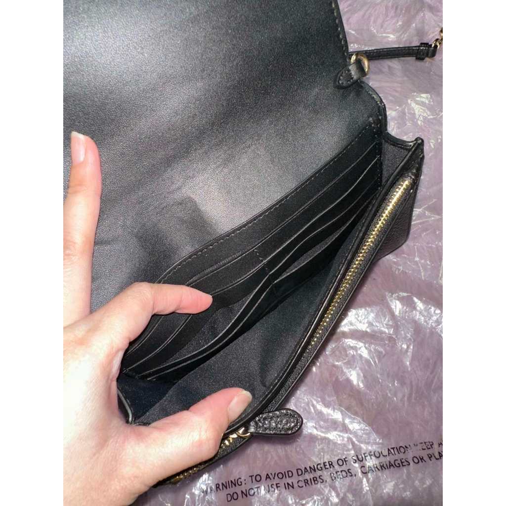 ORIG Preloved CCH Anna Foldover Clutch Crossbody Slim Black Bag