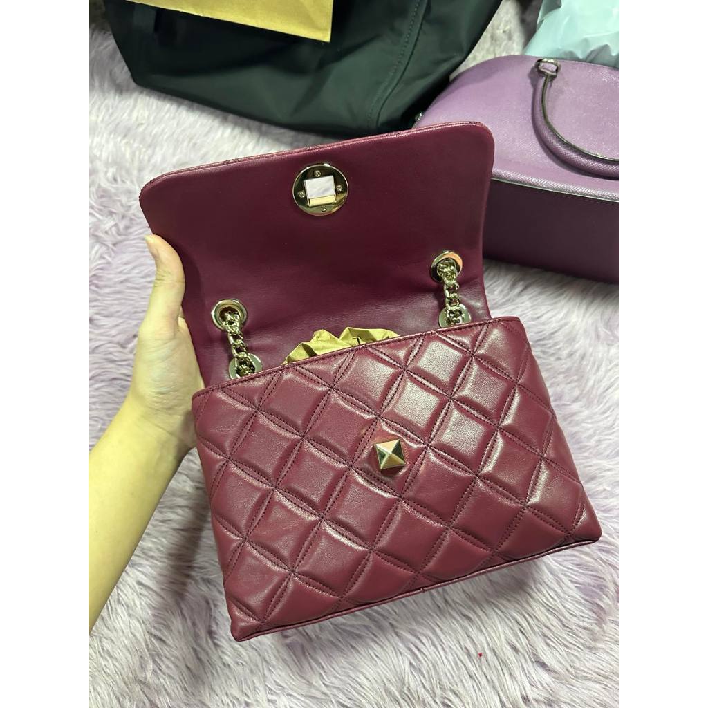 ORIG Preloved KS Natalia Small Flap Crossbody Maroon Red Bag