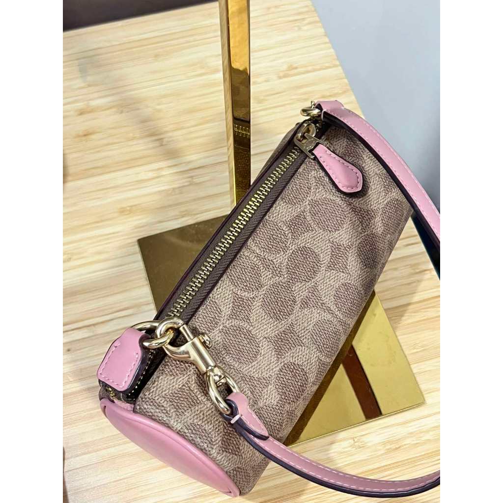 ORIG Preloved CCH Nolita Barrel Small Bag In Colorblock Signature Canvas Brown/Pink