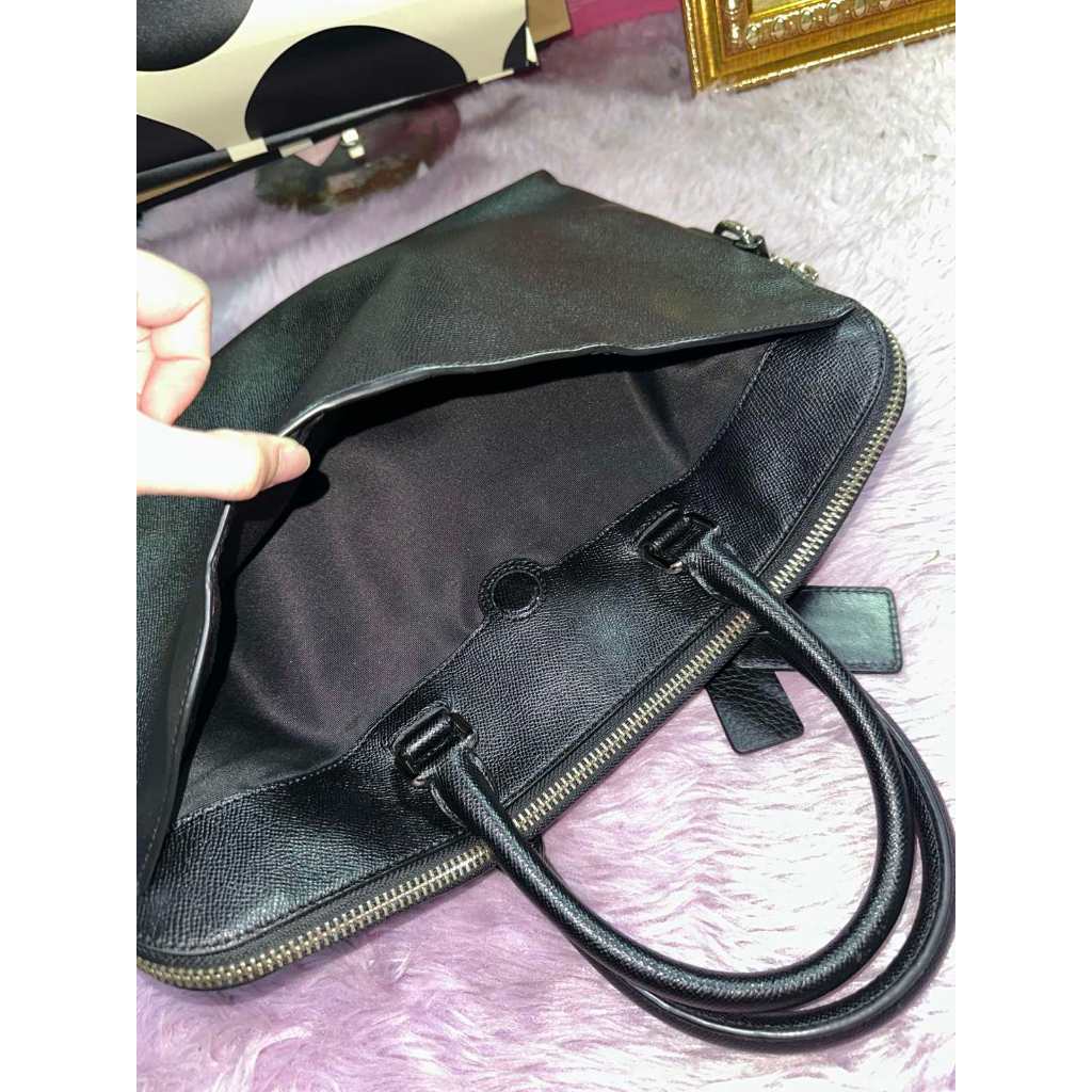 ORIG Preloved CCH Black Beckett Leather Brief Case Laptop Men Bag