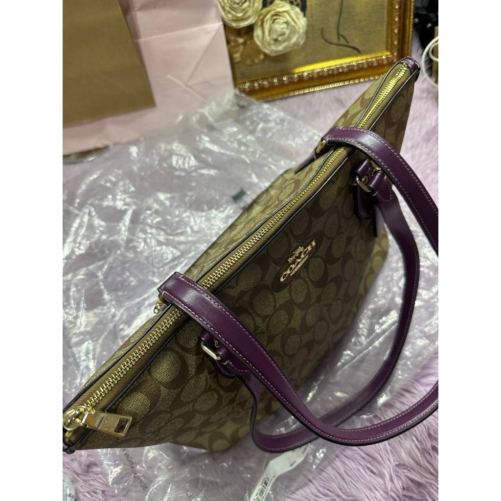 ORIG Preloved CCH gallery large tote bag in Khaki Brown/Berry