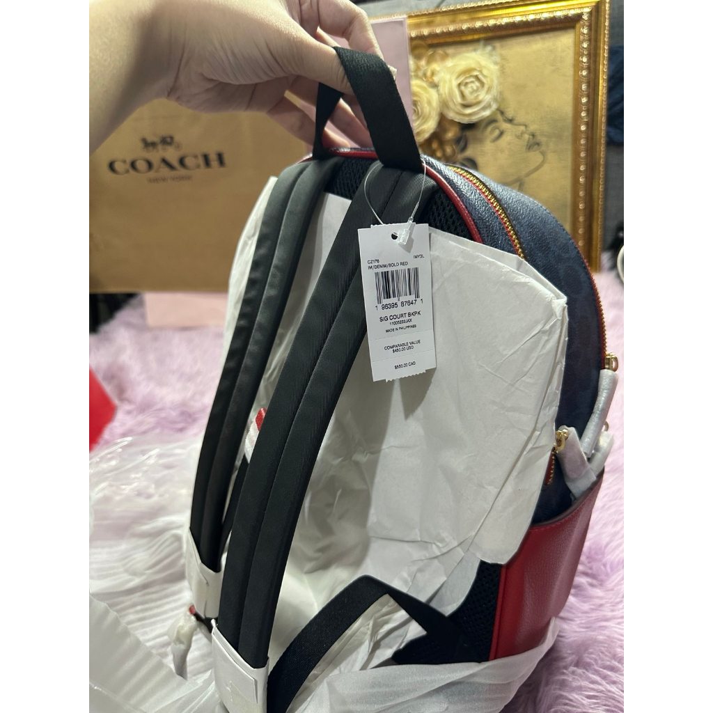 ORIG & IMPORTED CCH Medium Court Backpack In Signature Canvas Blue/Red