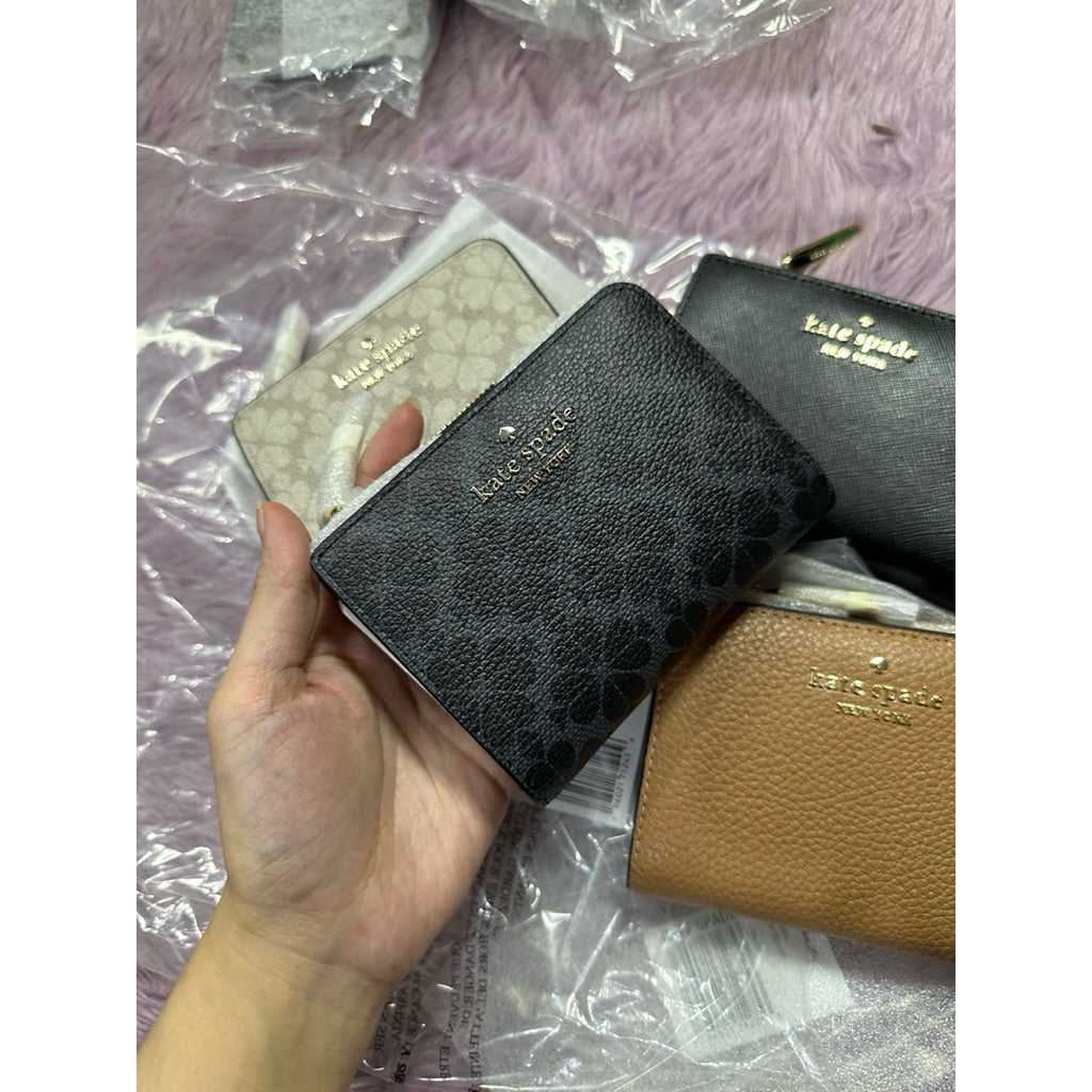 ORIG & IMPORTED KS Small L-Zip Compact Wallet Black/Brown/Spade Beige