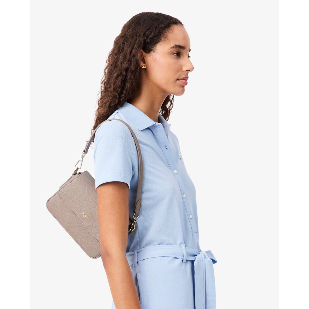 ORIG & IMPORTED Lacoste Champs-Élysées Shoulder Flap Taupe/Pink Bag