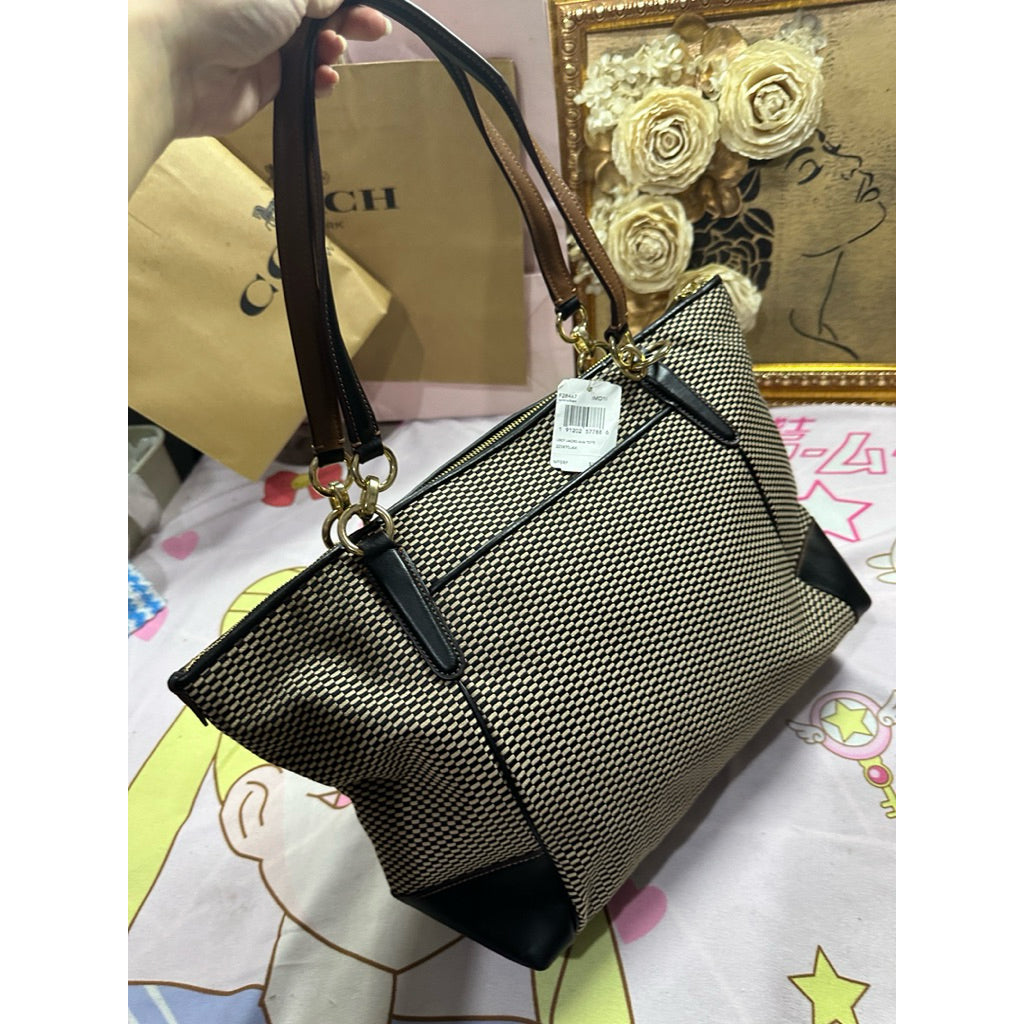 ORIG Preloved Coach Ava Tote Black Bag in Legacy Jacquard