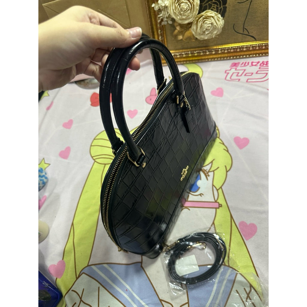 ORIG Preloved CCH Sierra Satchel Large Dome Black Croc Bag