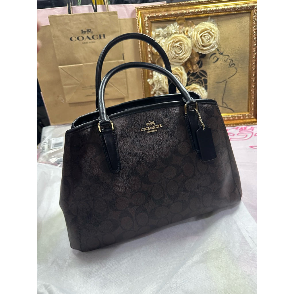 ORIG Preloved RARE CCH Margot Carryall Signature Brown Black Satchel Bag