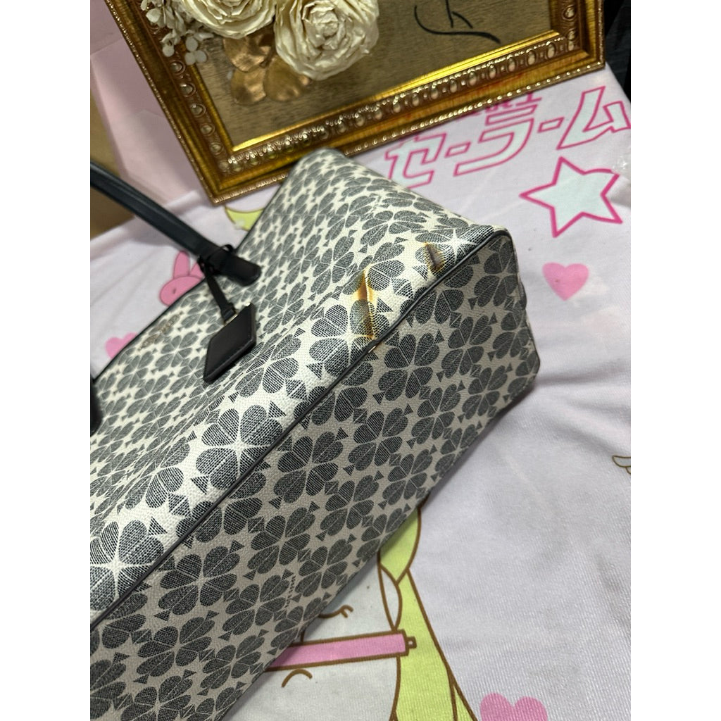 ORIG Preloved KS Signature Spade Flower Large Tote Black Bag